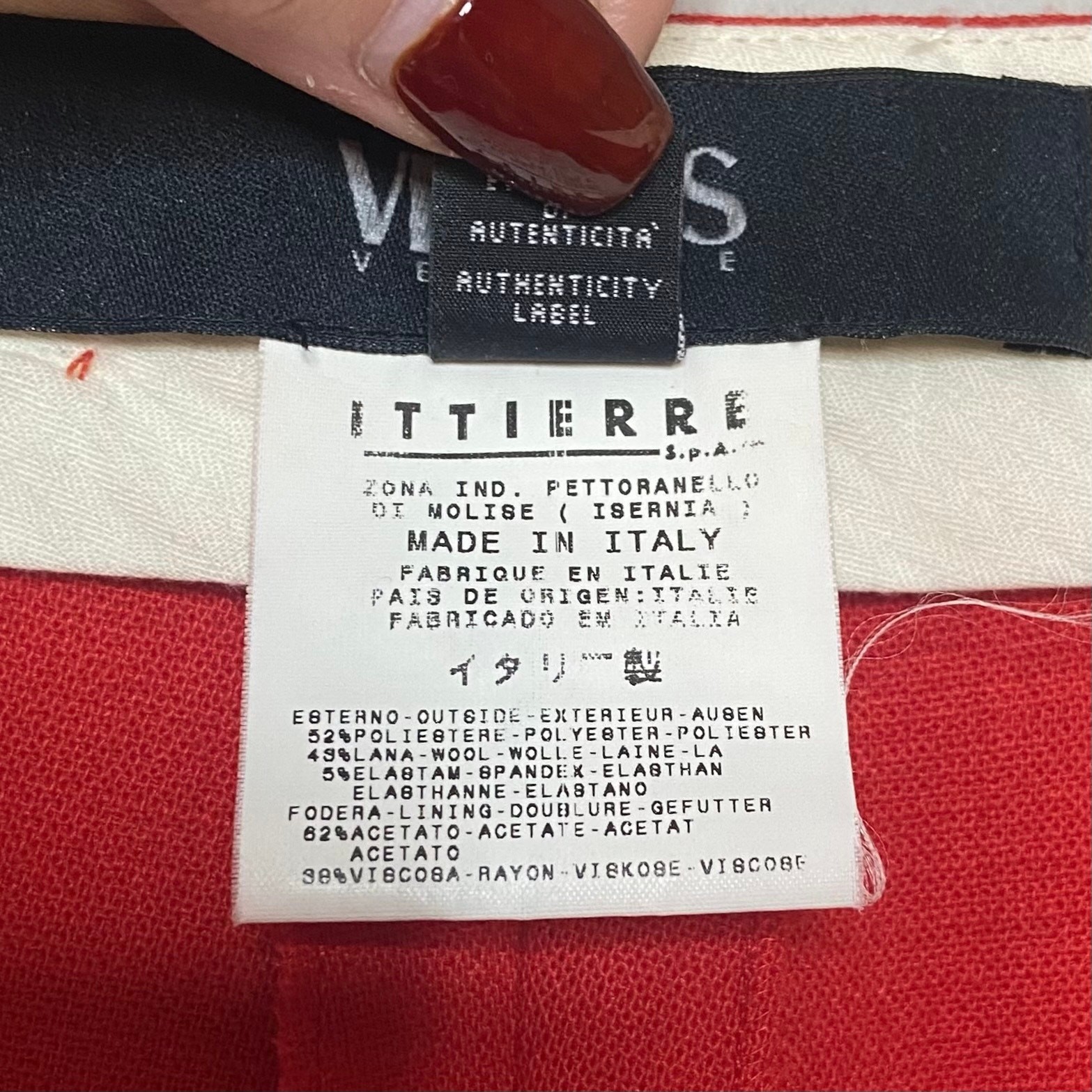 Versus Versace Wool Blend Straight/Wide Leg Trousers in Red