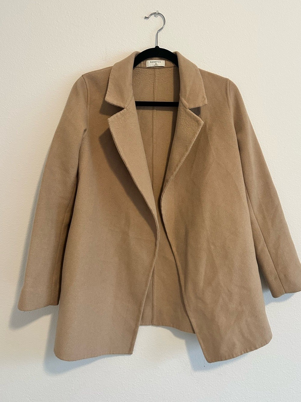 Aritzia Babaton Camel Wool Open Front Blazer Coat Mid Length Size XS