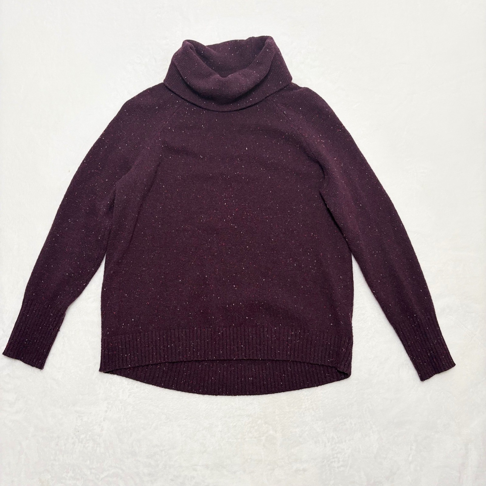 C&C California Dark Academia Plum Speckled Wool Blend Turtleneck Pullover Sz L