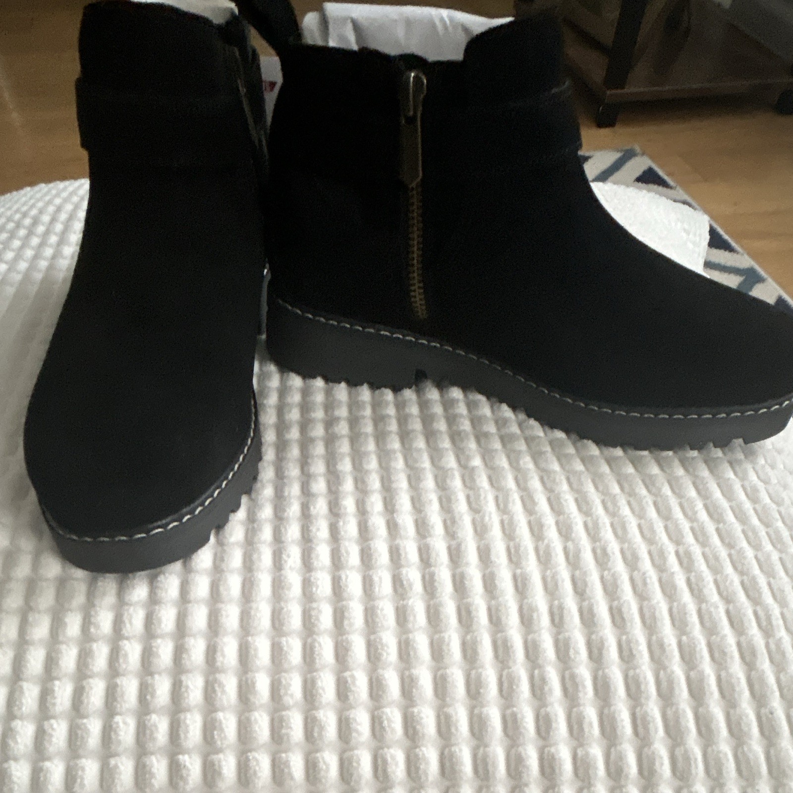 SKECHERS Arch Fit Marlie-Flirty Vibes Black Ankle Bootie Zip Buckle US 5