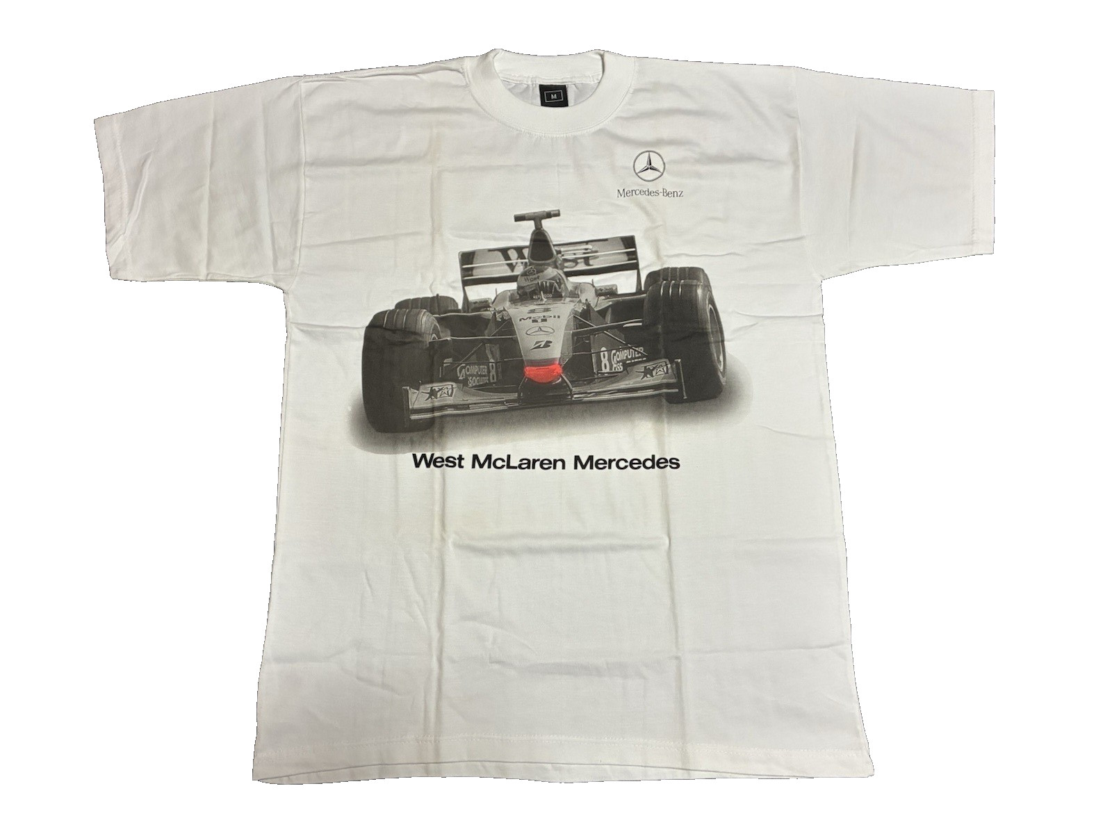 West McLaren Mercedes Formula 1 Racing Team Mika Hakkinen Vtg Tee T Shirt Size M