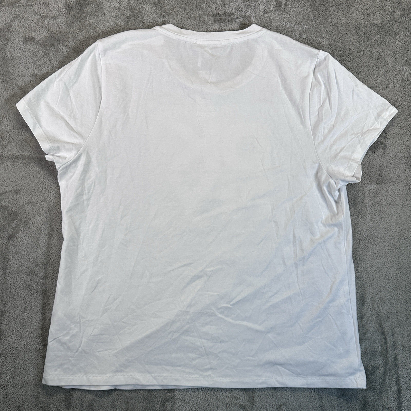 DKNY Women’s White Cityscape-Rhinestone Logo T-Shirt Short Sleeve Size X Large