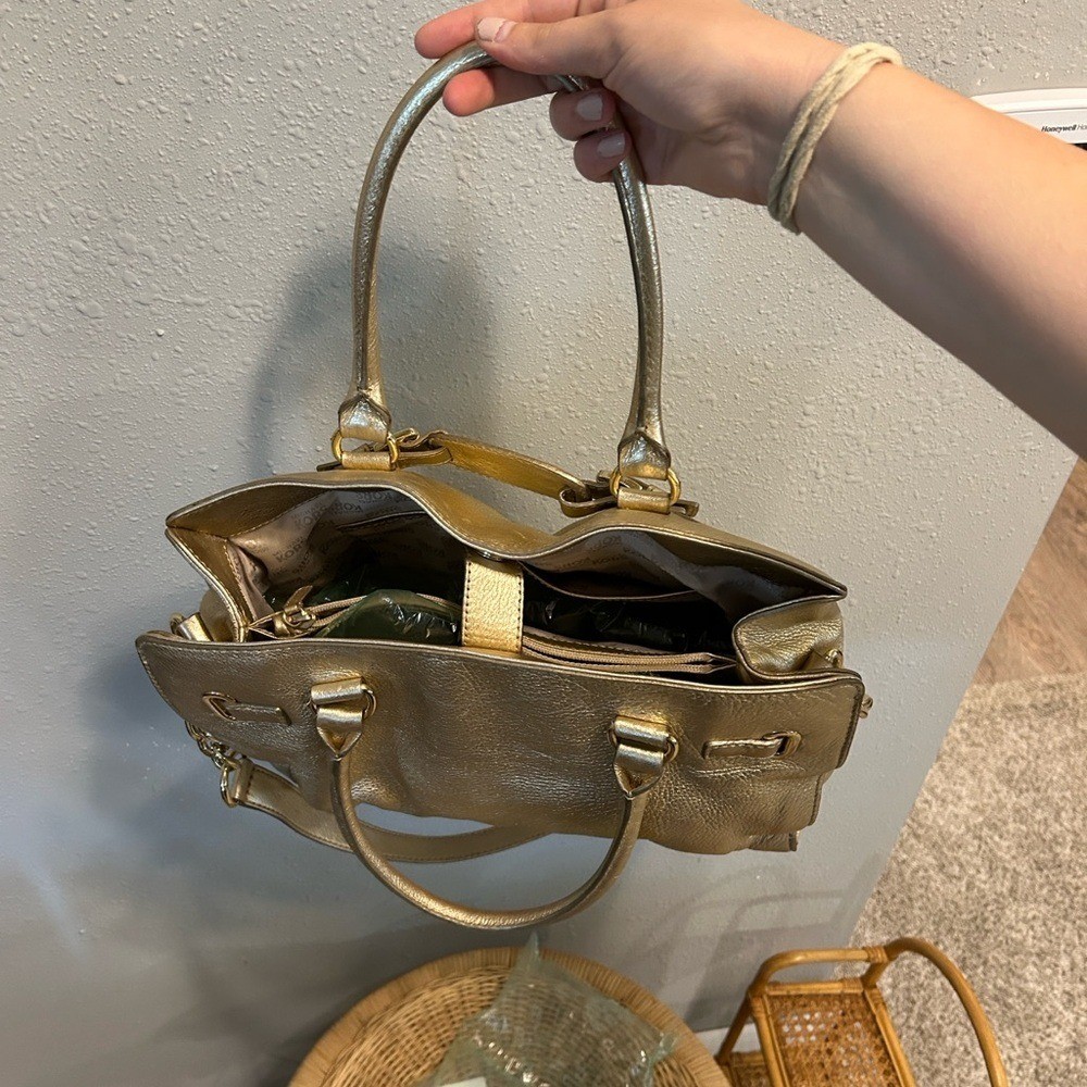 Michael Kors Hamilton Gold Leather Handbag