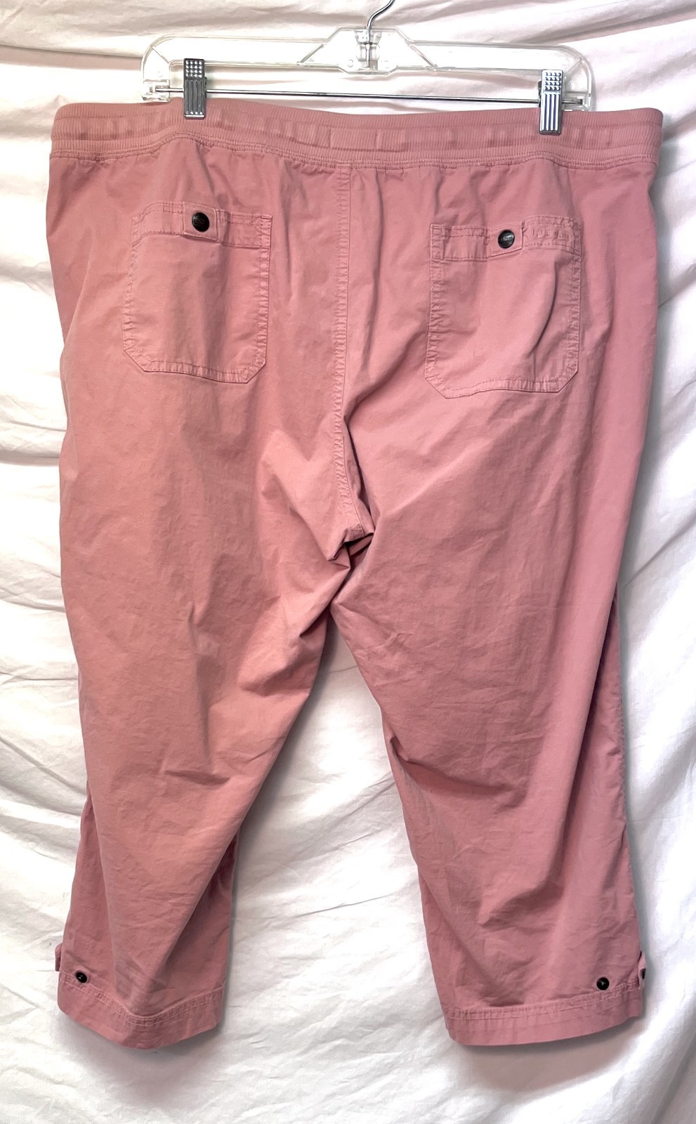 L.L Bean Salmon Pink Elastic Waist Pull-on Crop Pants Drawstring XL