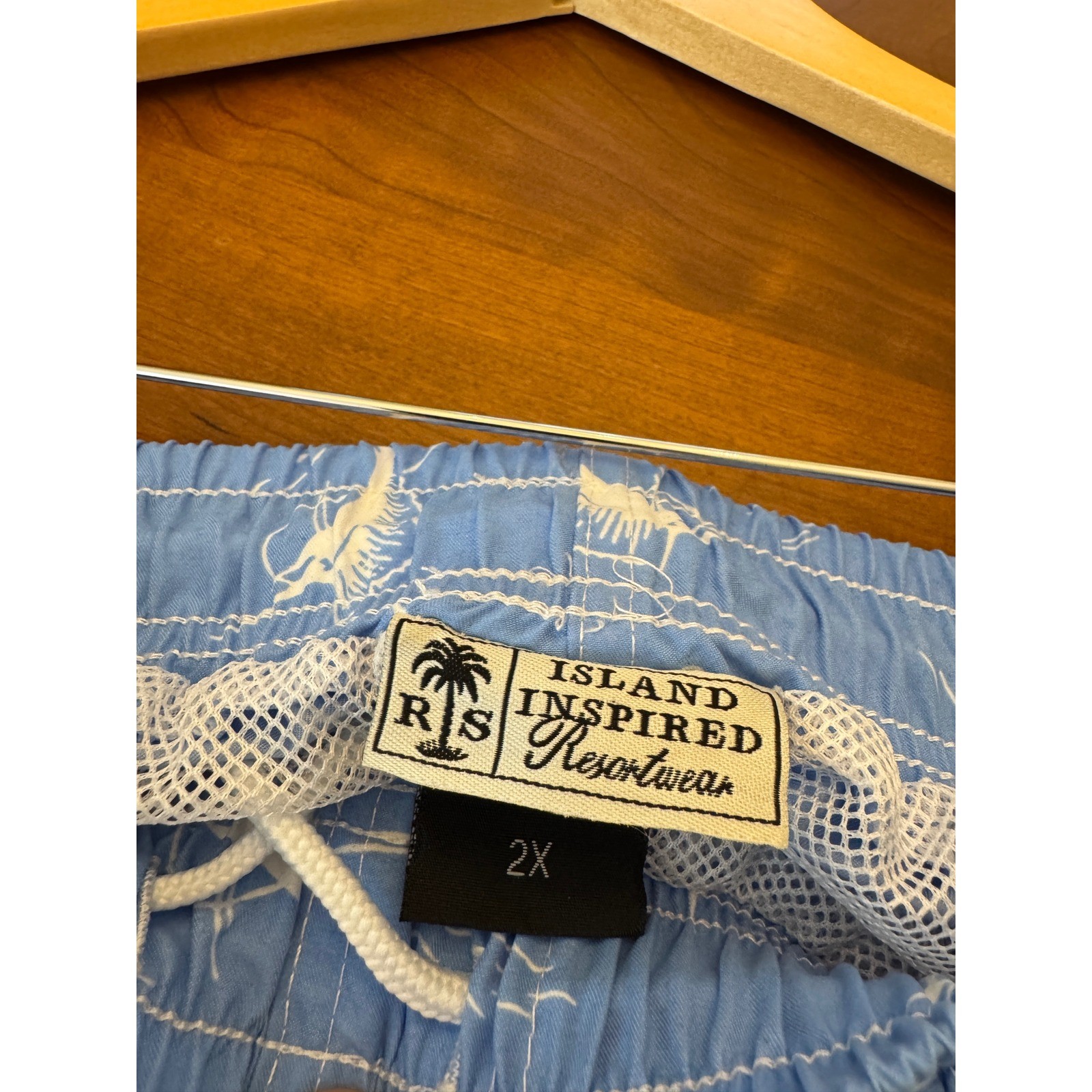 Island Inspired Resortwear Mens 2X Swim Trunks Blue Marlin Sailfish Fishing Mesh