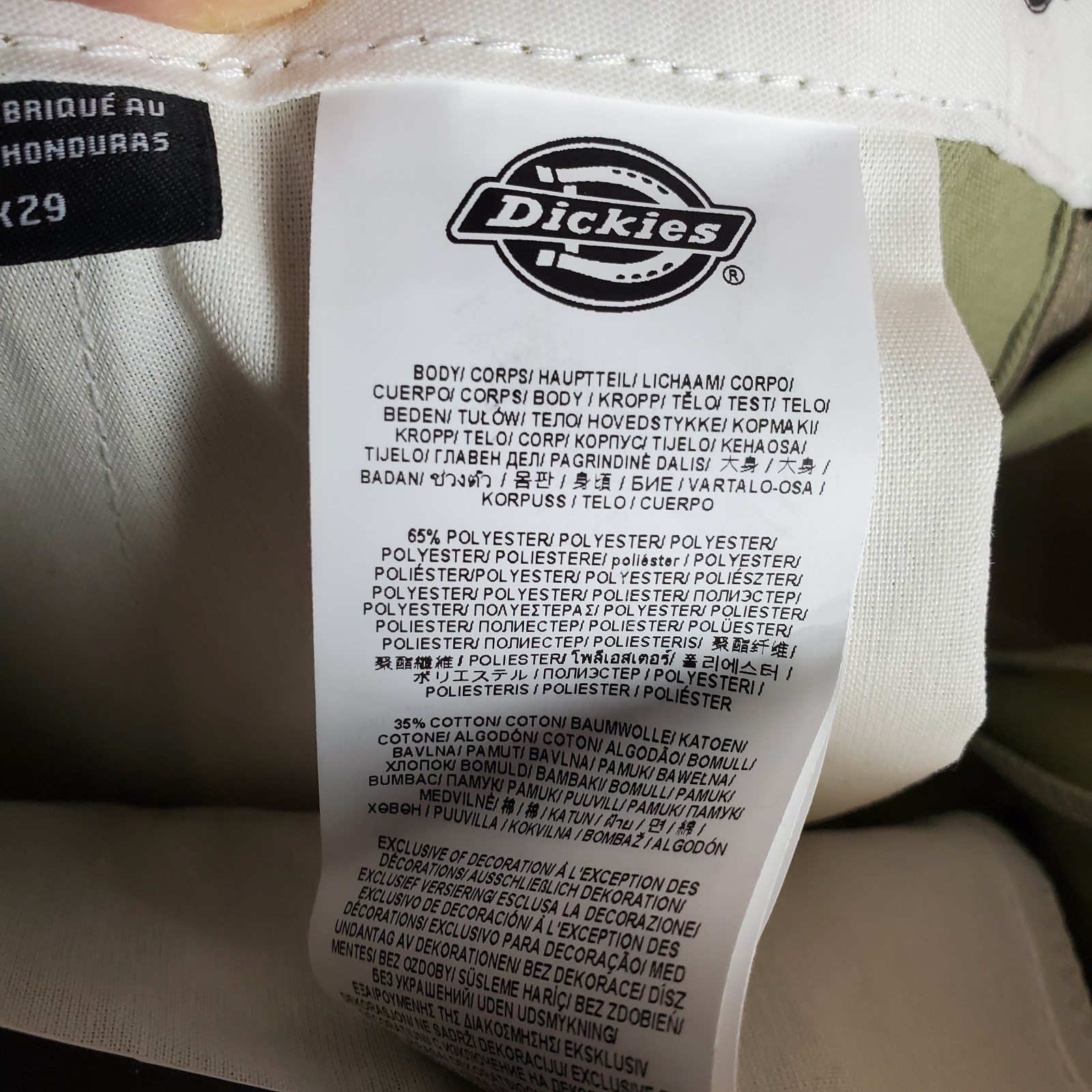Dickies Original 874 Work Pants Men 34 34×29 Tan Relaxed Fit Straight