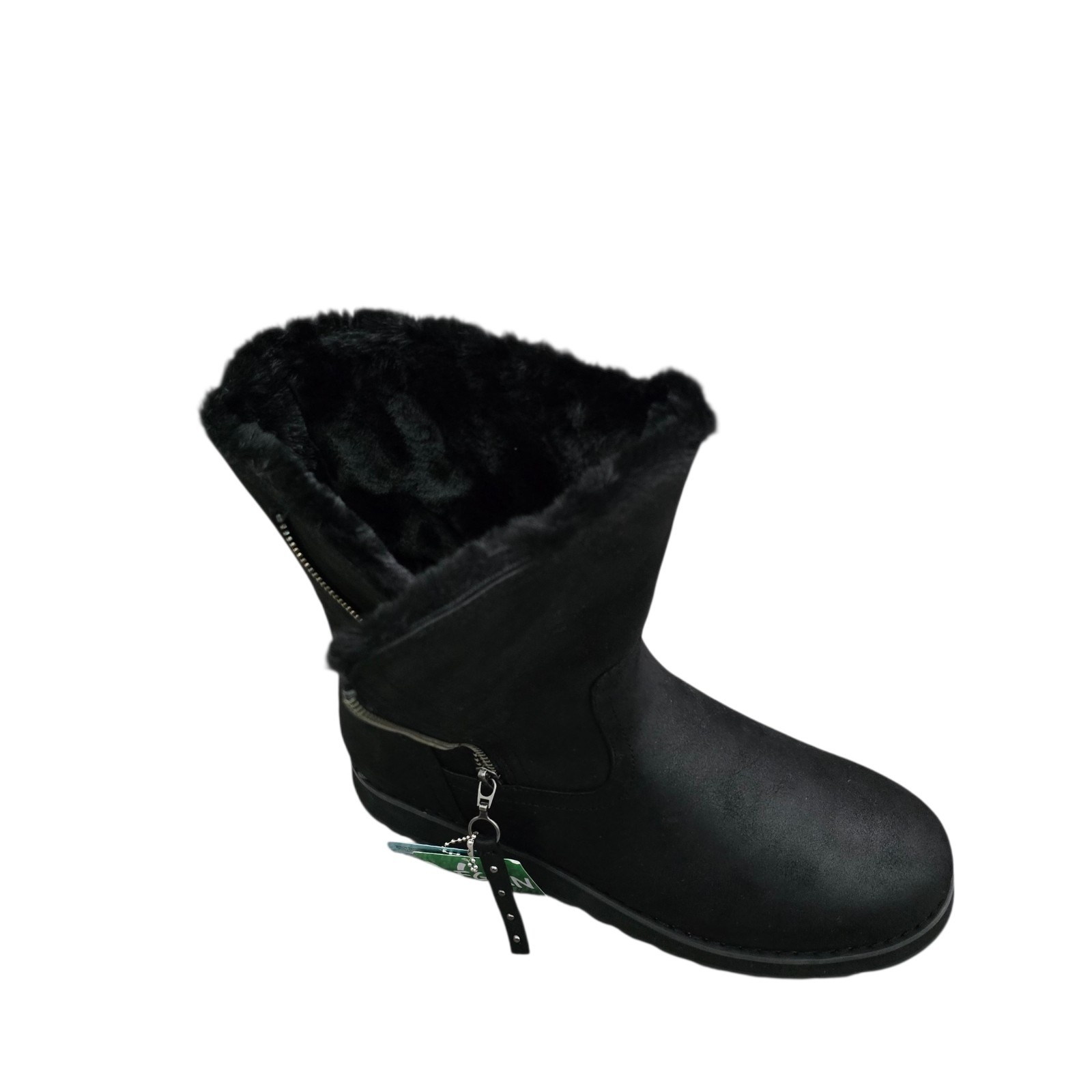 Skechers Keepsake Boots Womens Size 11 Black Faux Leather Faux Fur Side Zip