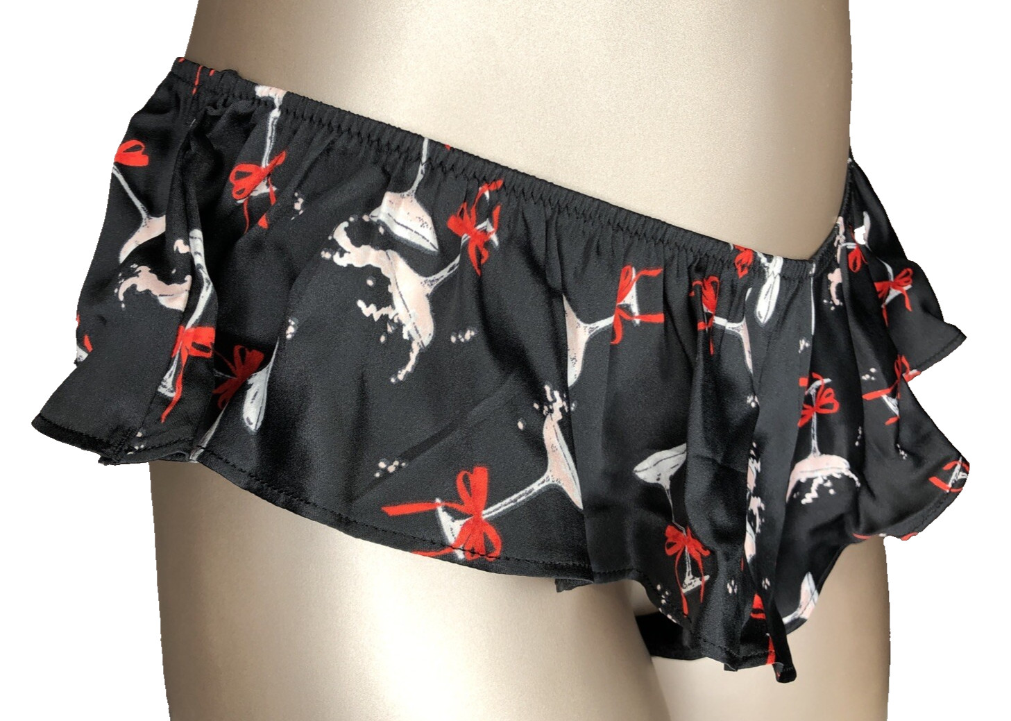 Victoria’s Secret Very Sexy NWT Flutter Cheeky Panty Medium Black Cocktails Bows