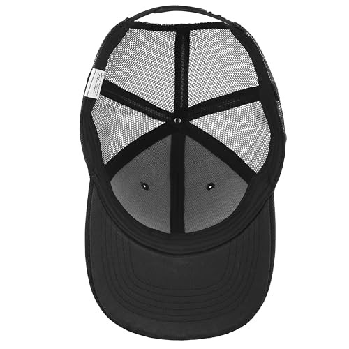 Gelante Mesh Trucker Baseball Cap Snapback Hat Structured Front Panel Black