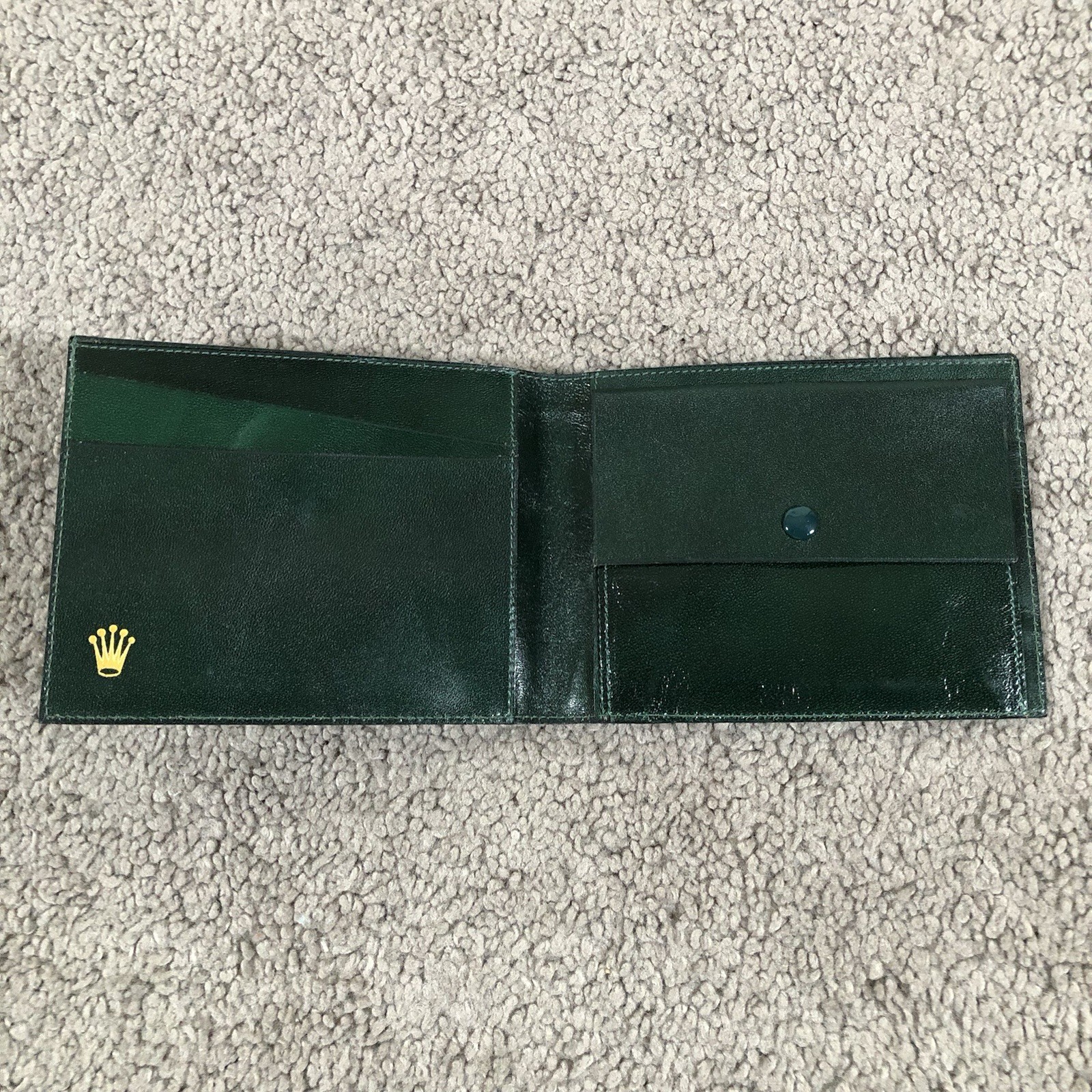 ROLEX Green Leather Wallet Montres Geneva Switzerland 56.05.3 VINTAGE