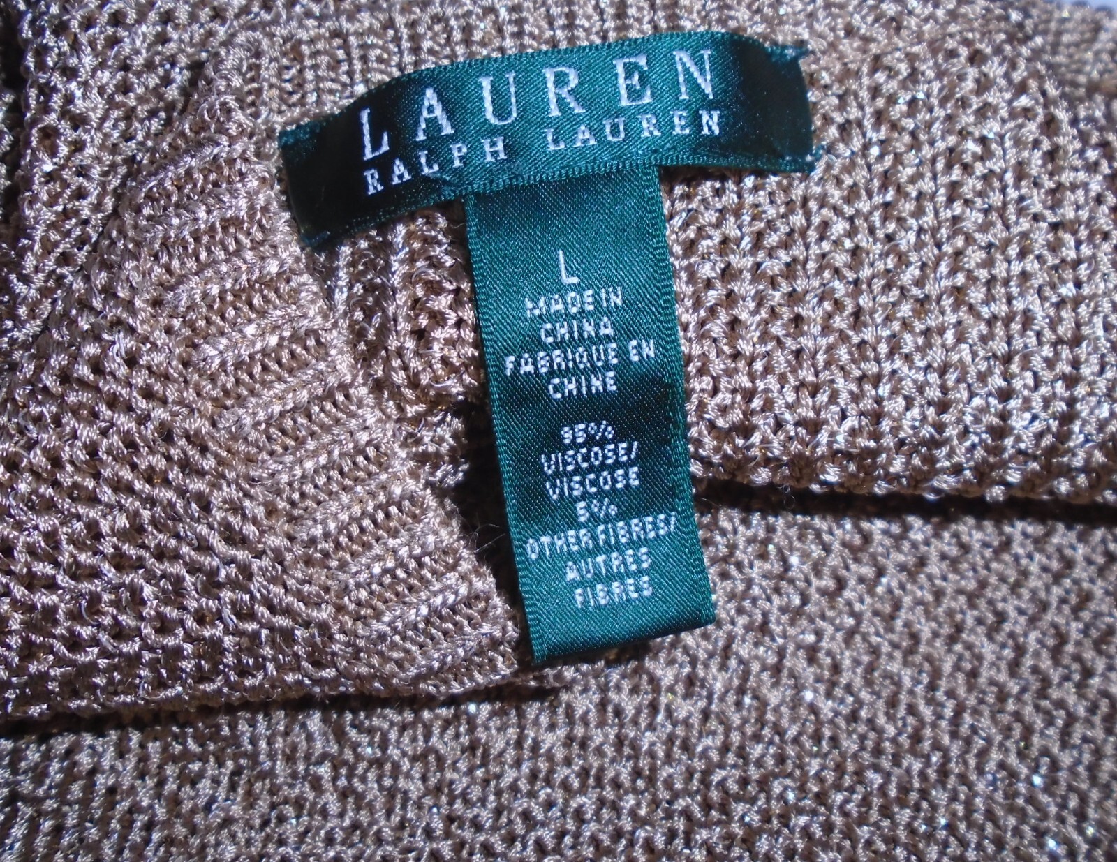 Ralph Lauren Batwing Textured Sweater gold cable jumper Size L Large vgc
