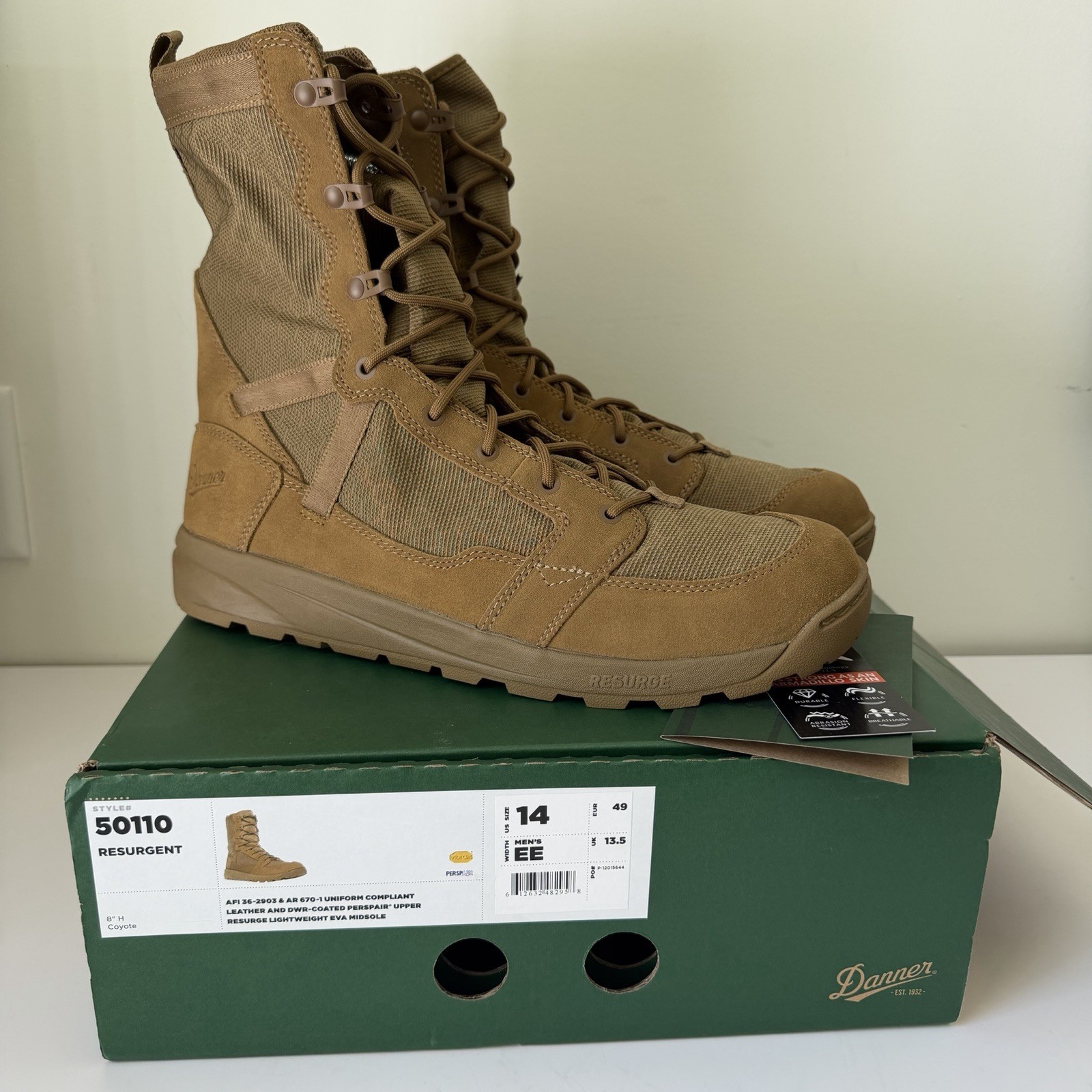 Danner 8″ Resurgent Boots Mens 14 EE Coyote New In Box