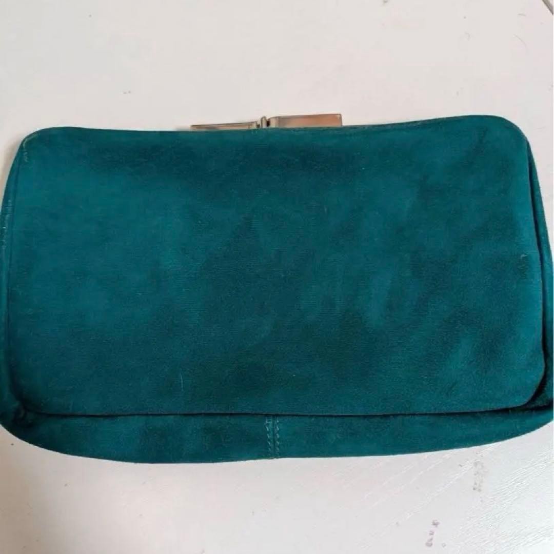 Chloe Green Suede Clutch Bag Embroidered Bijou Stones Elegant Condition EX