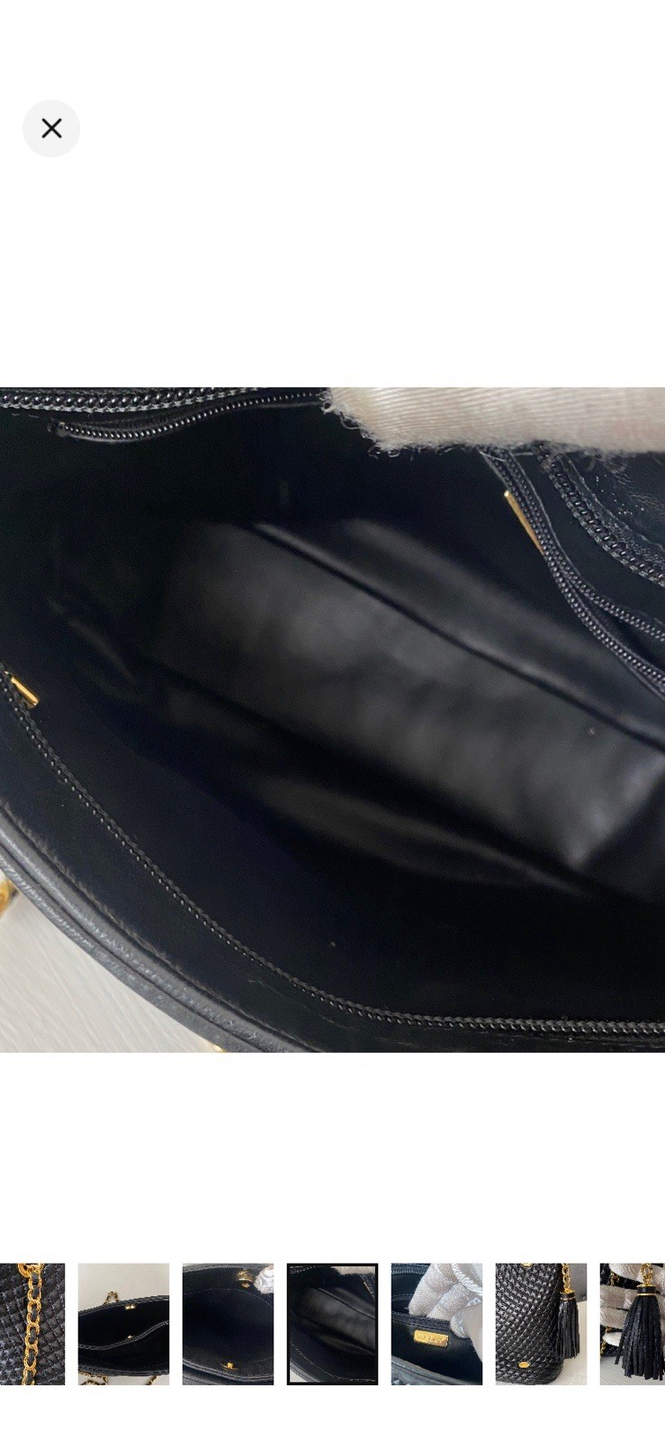 Bally Black Lambskin Chevron Quilting Shoulder Bag Leather Chain Tassel