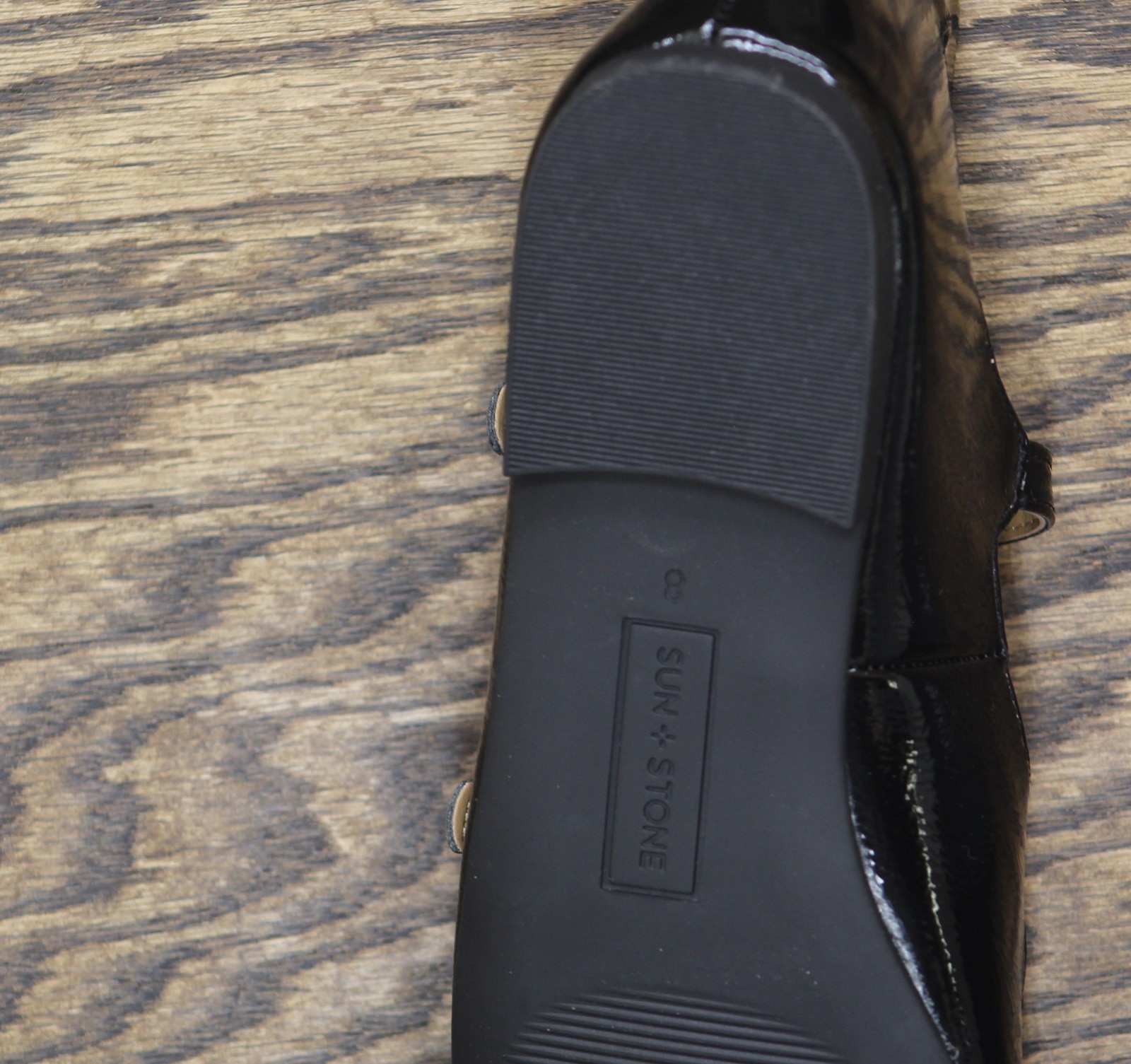 Sun + Stone Womens Cecillee Triple Strap Mary Jane Flats Black Patent 8M