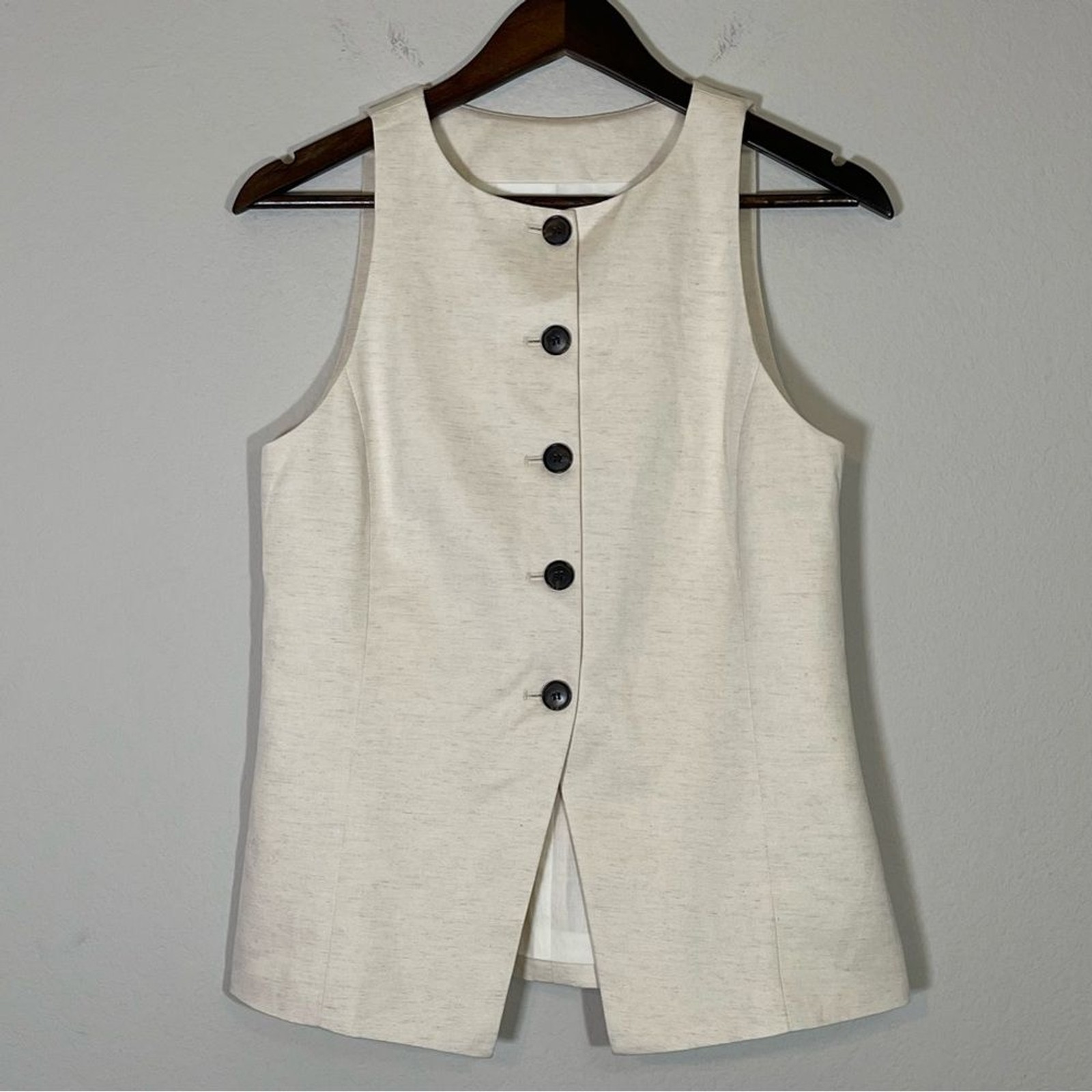 Madewell NWT Crewneck Cutaway Vest in Drapey Twill Size 0 in Vintage Ivory