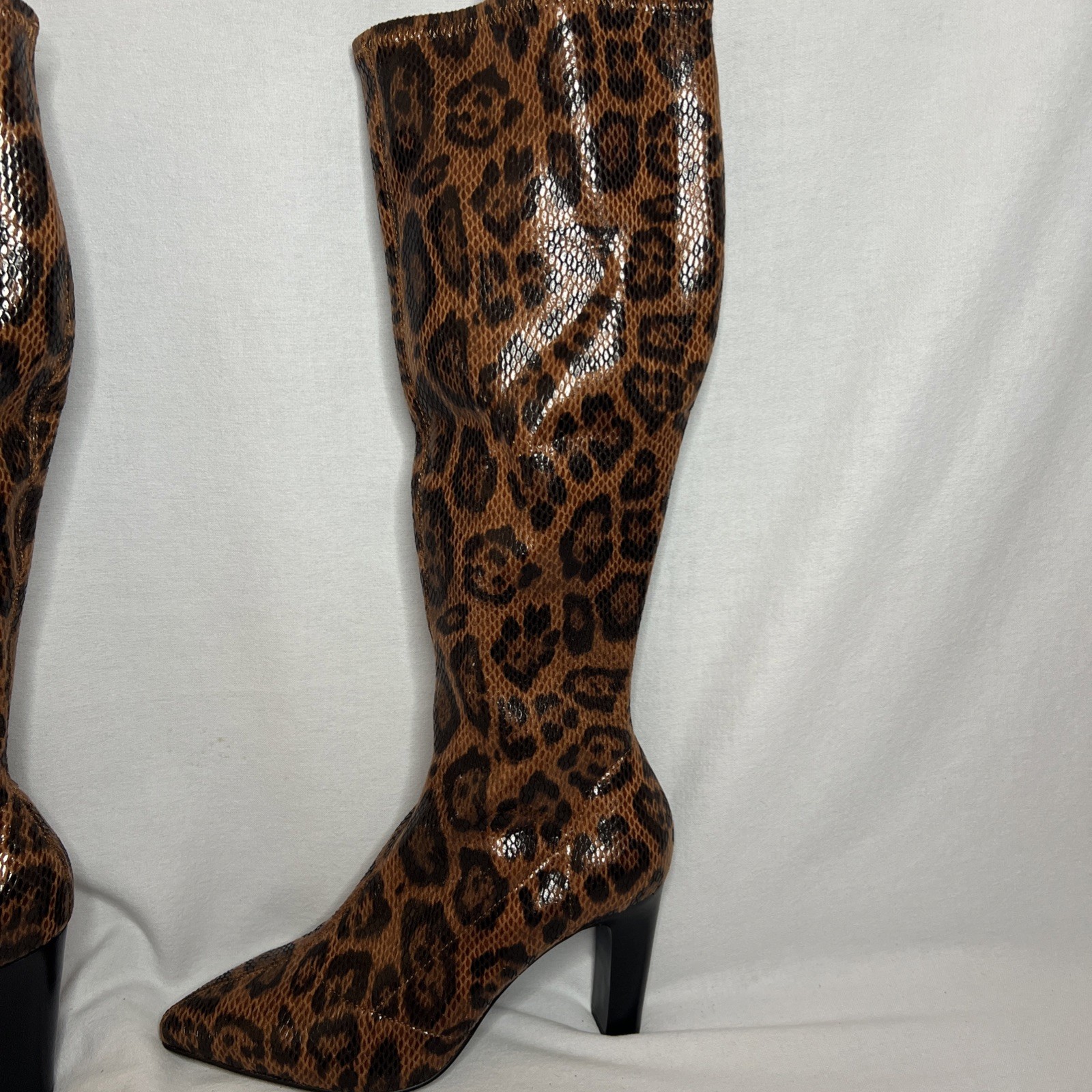 Charles by Charles David Brown Leopard Tall Stretch Boot “Dalton” Size 8.5 (E1)
