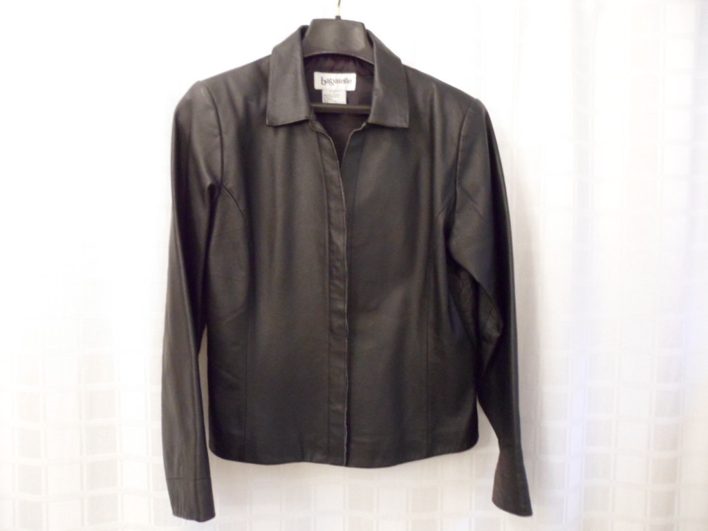 Leather Coat Jacket Brand Varies Black 3 Sizes 8 M L Lined Preowned