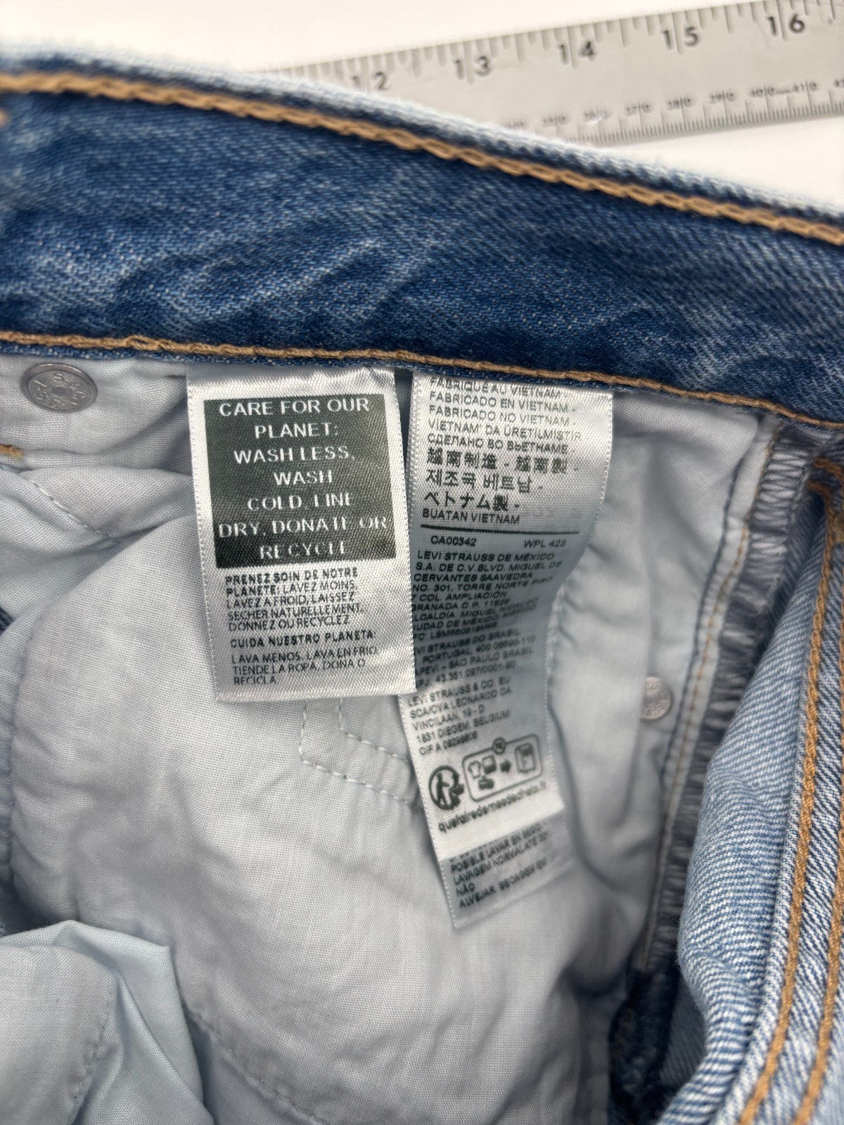 Levi’s Low Pro Straight Leg Jeans Womens Blue Denim Distressed Mid Rise 25 NWT