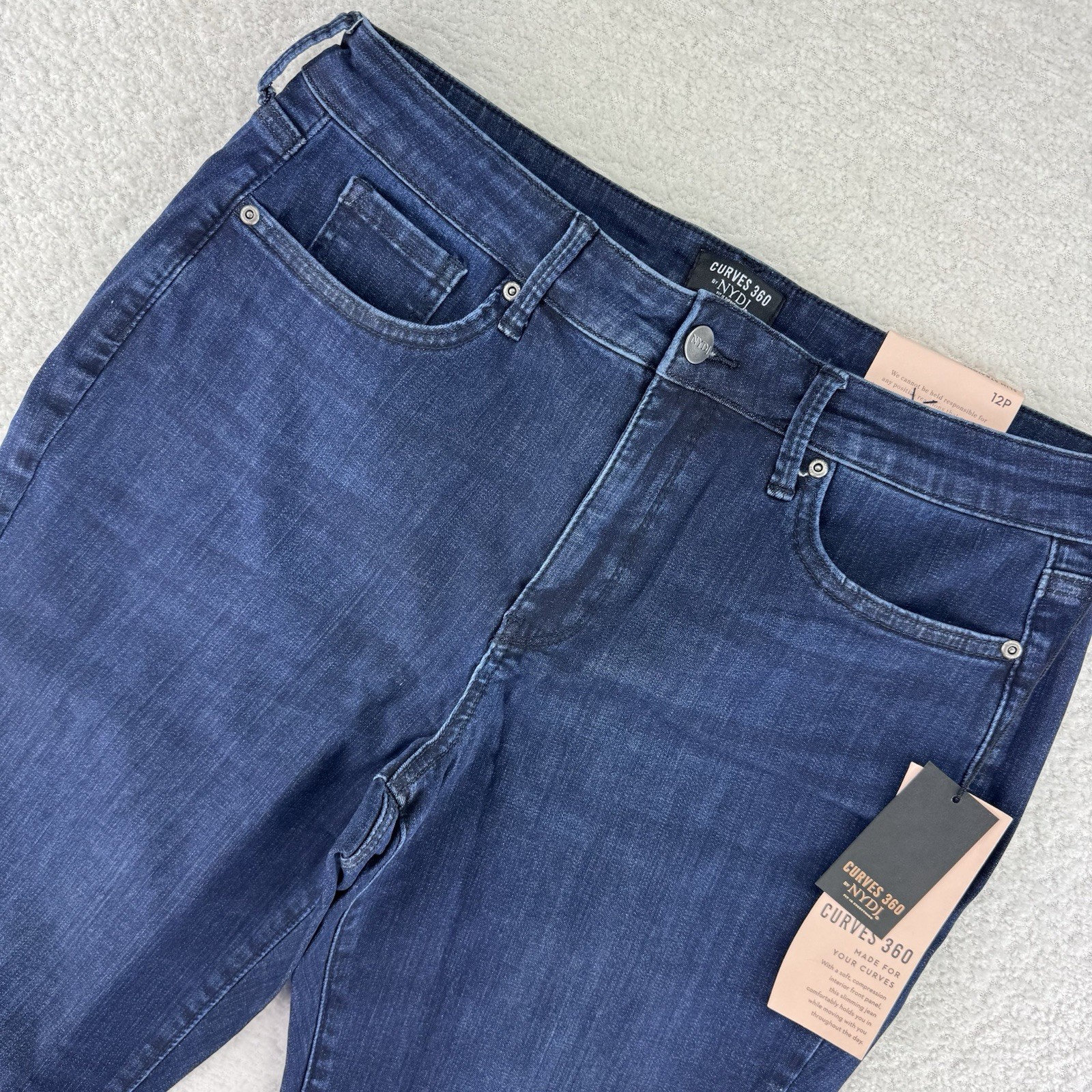 NYDJ Curves 360 Slim Straight Capri Denim Jeans Size 12P Mesquite Blue