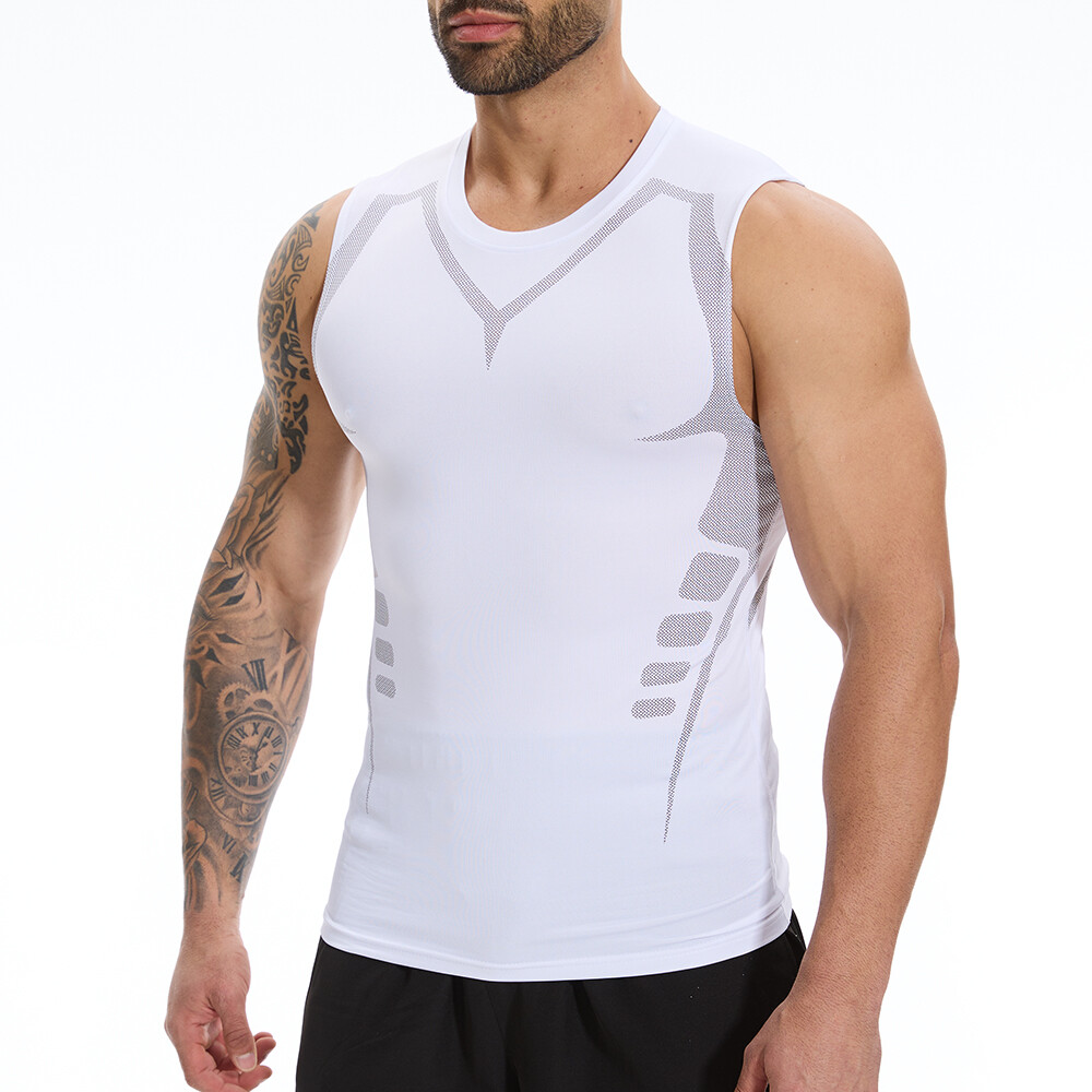 Men Compression Shirt Version Ionic Shaping Sleeveless Vest Sport Tank Top S-2XL