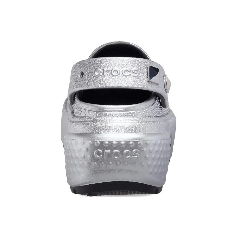 Crocs Stomp Metallic Silver Studded Clogs NWT Unisex W4 M2 RARE!