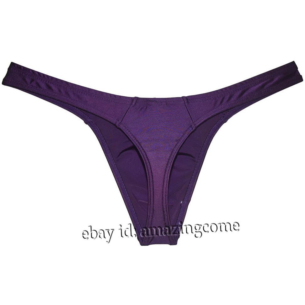 3PCS Men’s Low-rise Shine Thong Underwear Bulge Pouch Bikini G-string Underpants