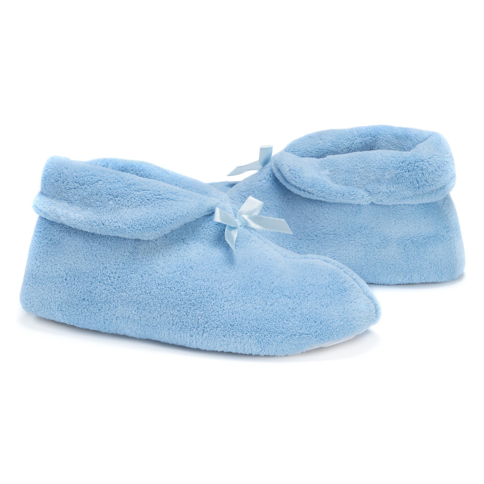 MUK LUKS Women’s Terry Cuff Slipper Booties Large Blue Mist