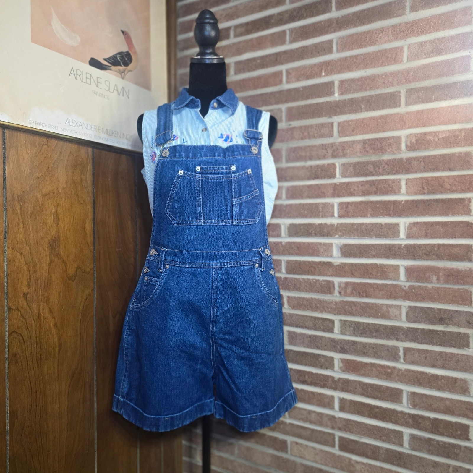 Xhilaration Target Blue Denim Shortalls Bib Overalls Medium Wash Womens