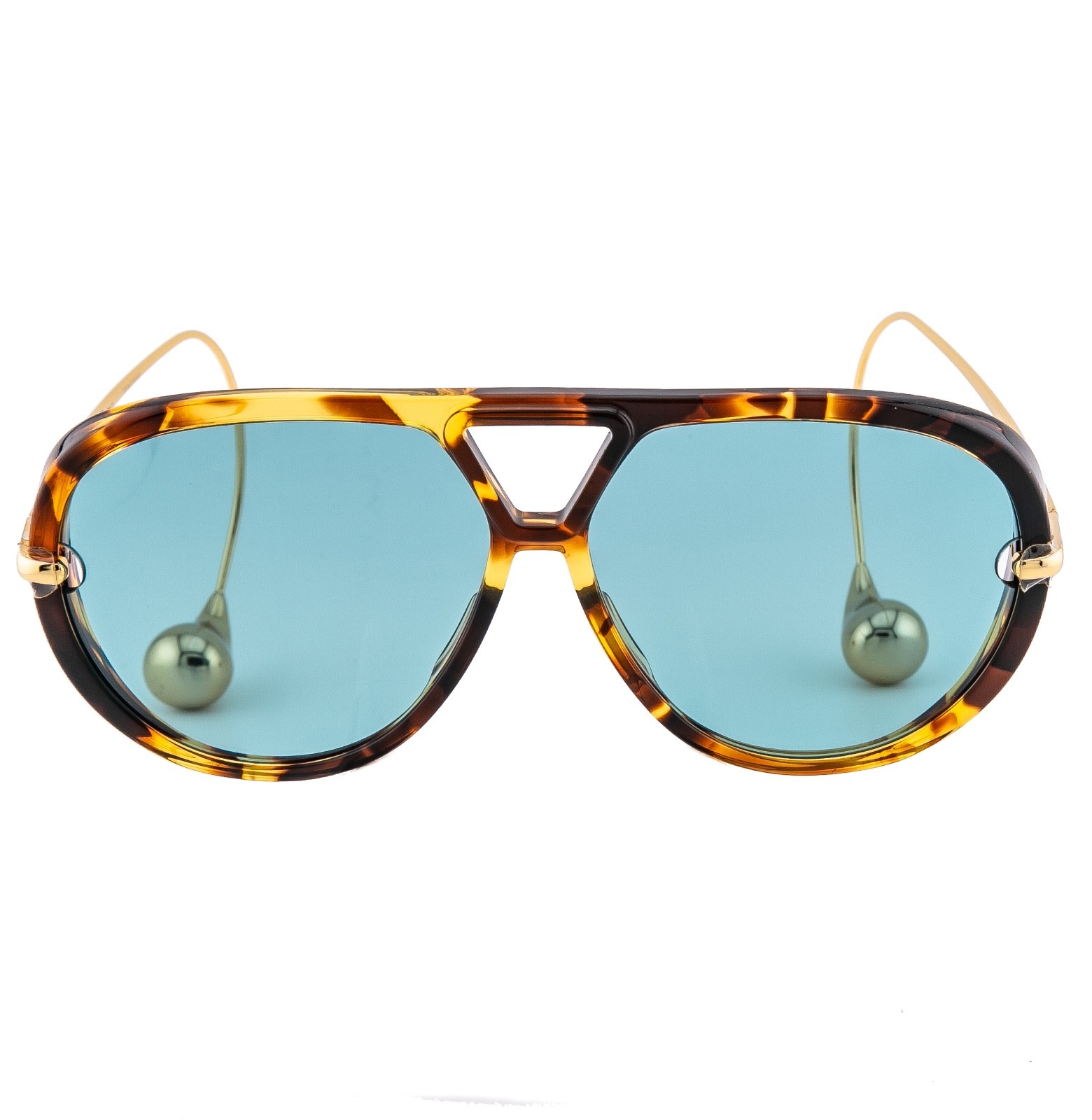 BOTTEGA VENETA 1273 DROP BV1273S Metal Havana Green Unisex Pilot Sunglasses 007
