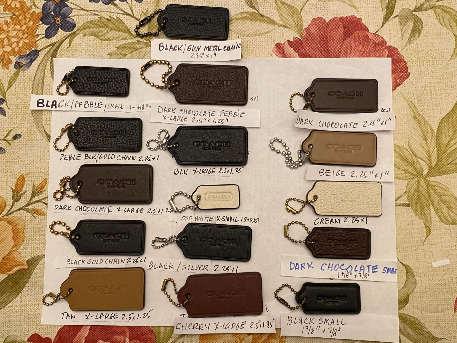 Authentic Coach Handbag Leather Hang Tags Many Different Colors NEW