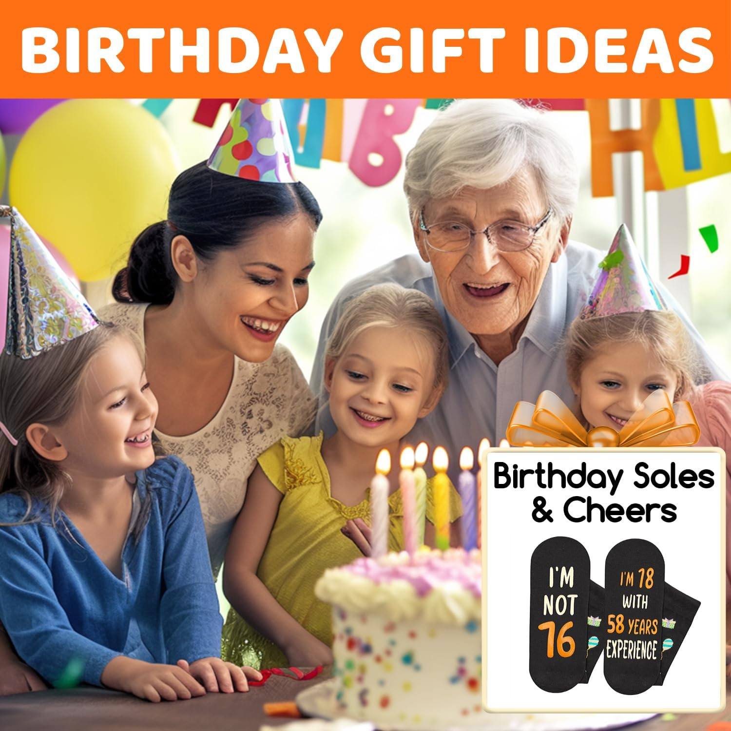 HAPPYPOP Elderly Birthday Gifts – Birthday Socks for 71-100 Years Old