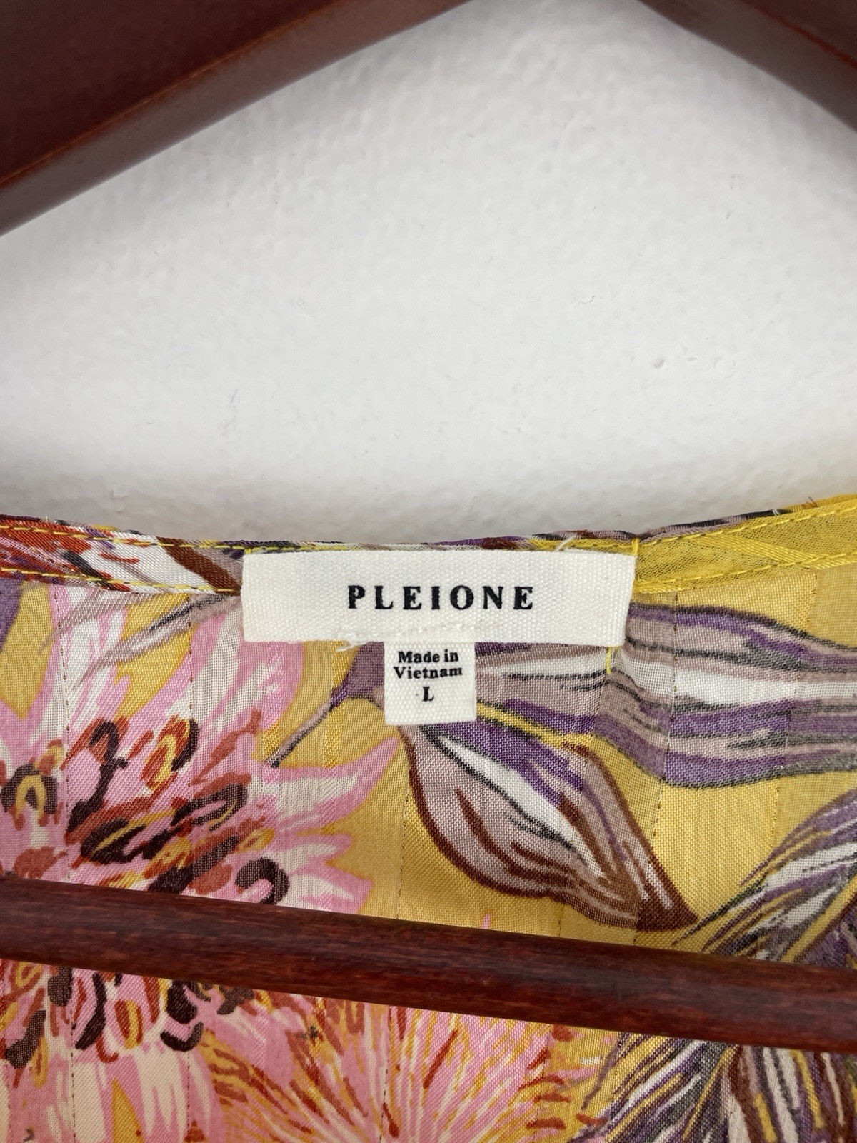 Pleione L Yellow Floral Ruffle Cap Sleeve Blouse Top Women’s Large