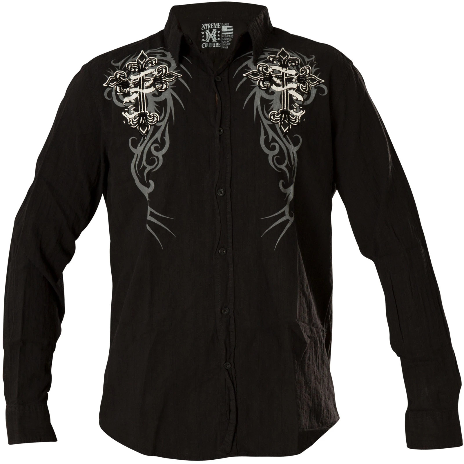XTREME COUTURE by AFFLICTION Men’s BUTTON DOWN Shirt KINGS FALL Skulls $78