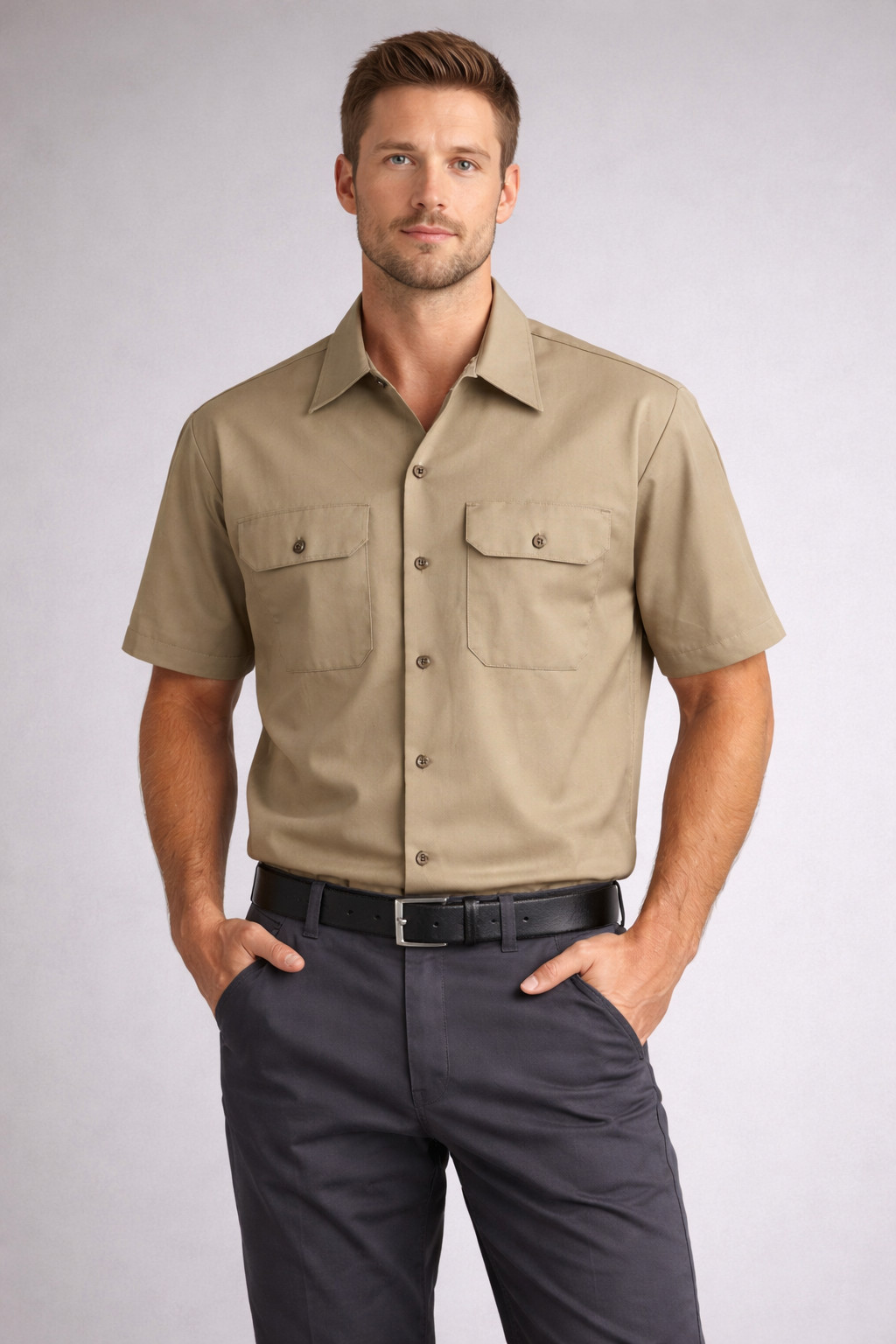 Dickies 1574 Men’s Short Sleeve Work Shirt – Heavy-Duty Button Up
