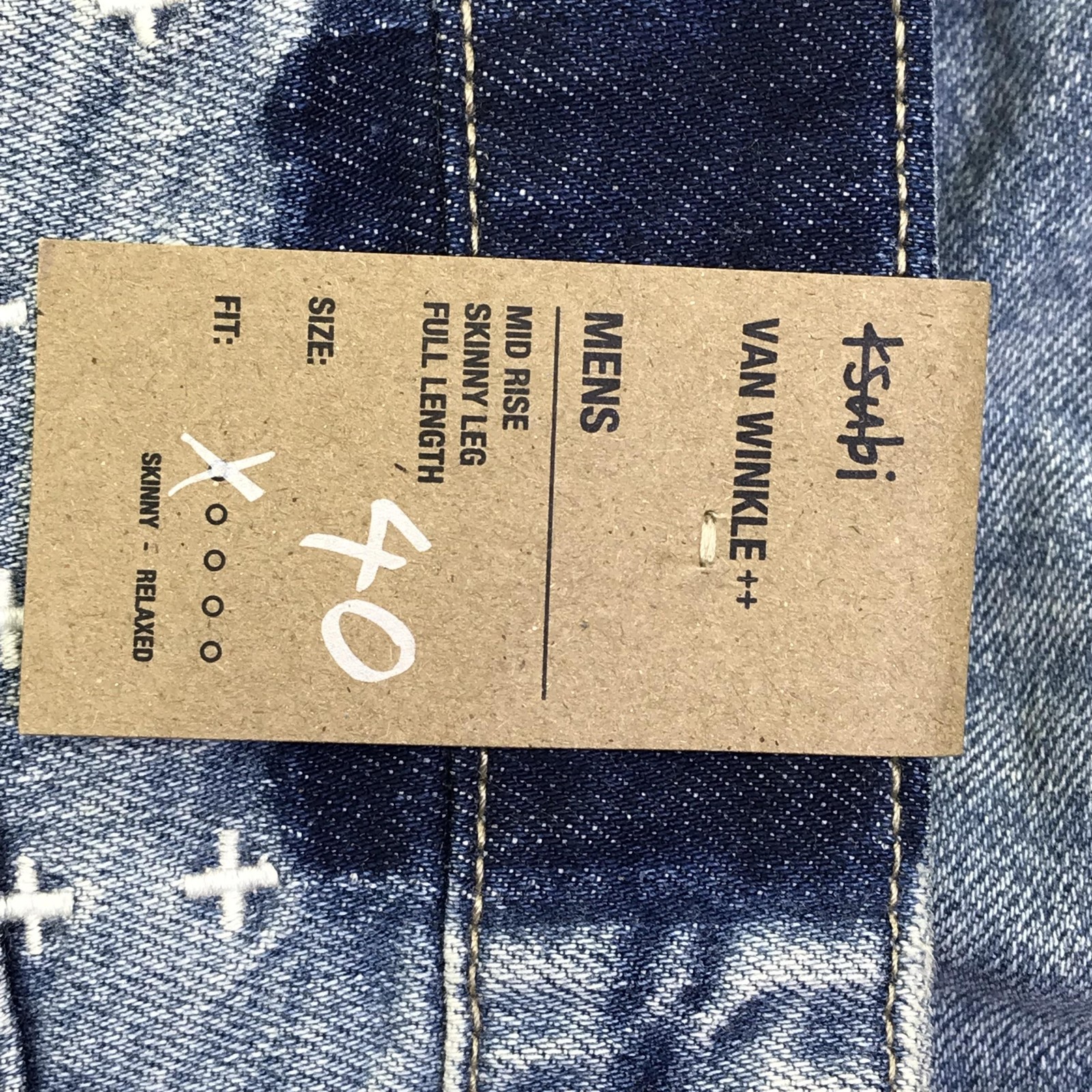 New Ksubi Van Winkle Hi Fi Vertigo Jeans Mens 40×32 Blue Light Wash Skinny Denim
