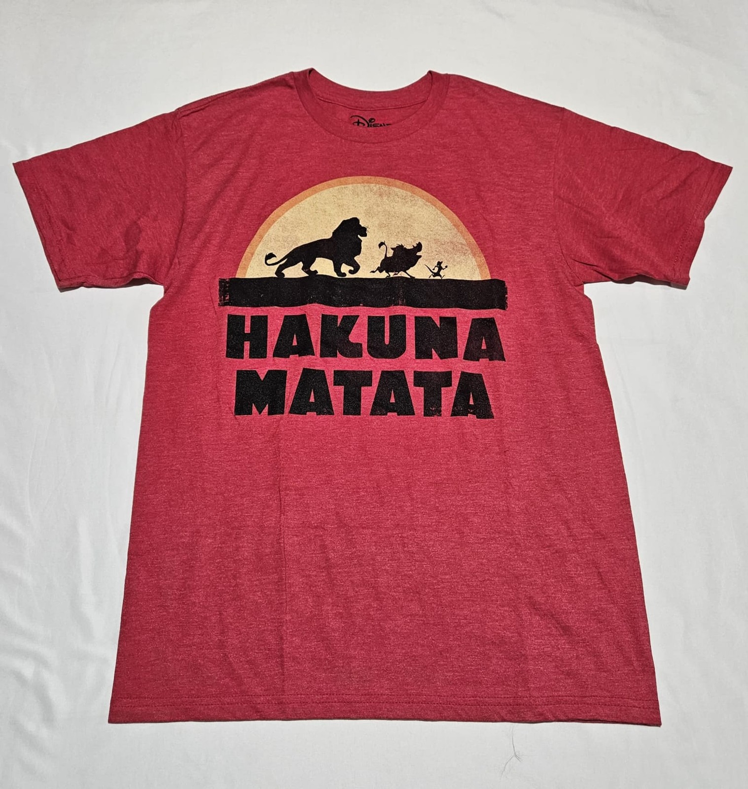 Disney Lion King Hakuna Matata T-Shirt Men M Red Simba Timon Pumbaa Graphic Tee