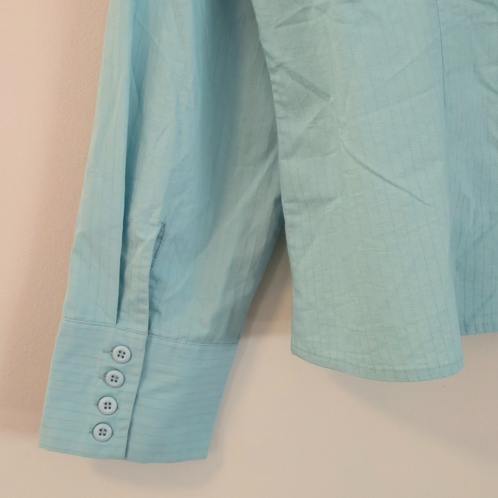 Ricki’s Blue Button Front Textured Blouse XXL Business Casual Office Chic