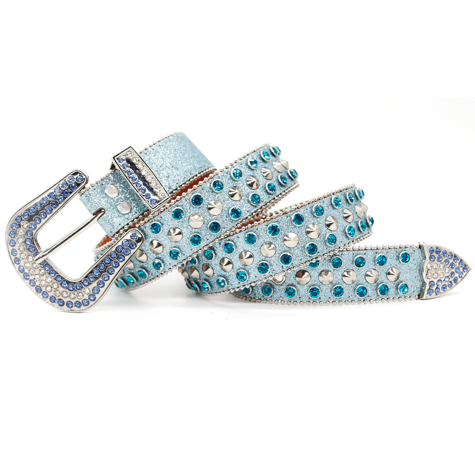 Western Rhinestone Belt for Women Men Rivet Studded Y2K Bling Leather Belts