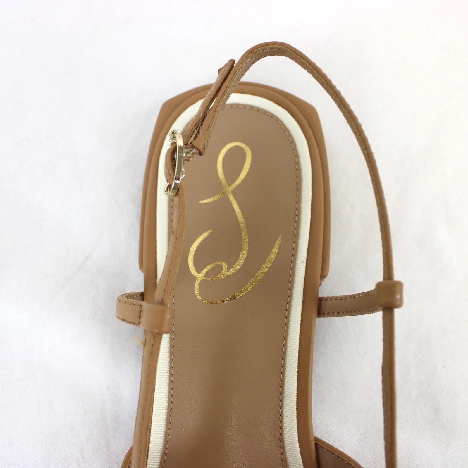 New Sam Edelman Kara Tan/Porcelain White Slingback Flats I7672M1900 US 7 Medium