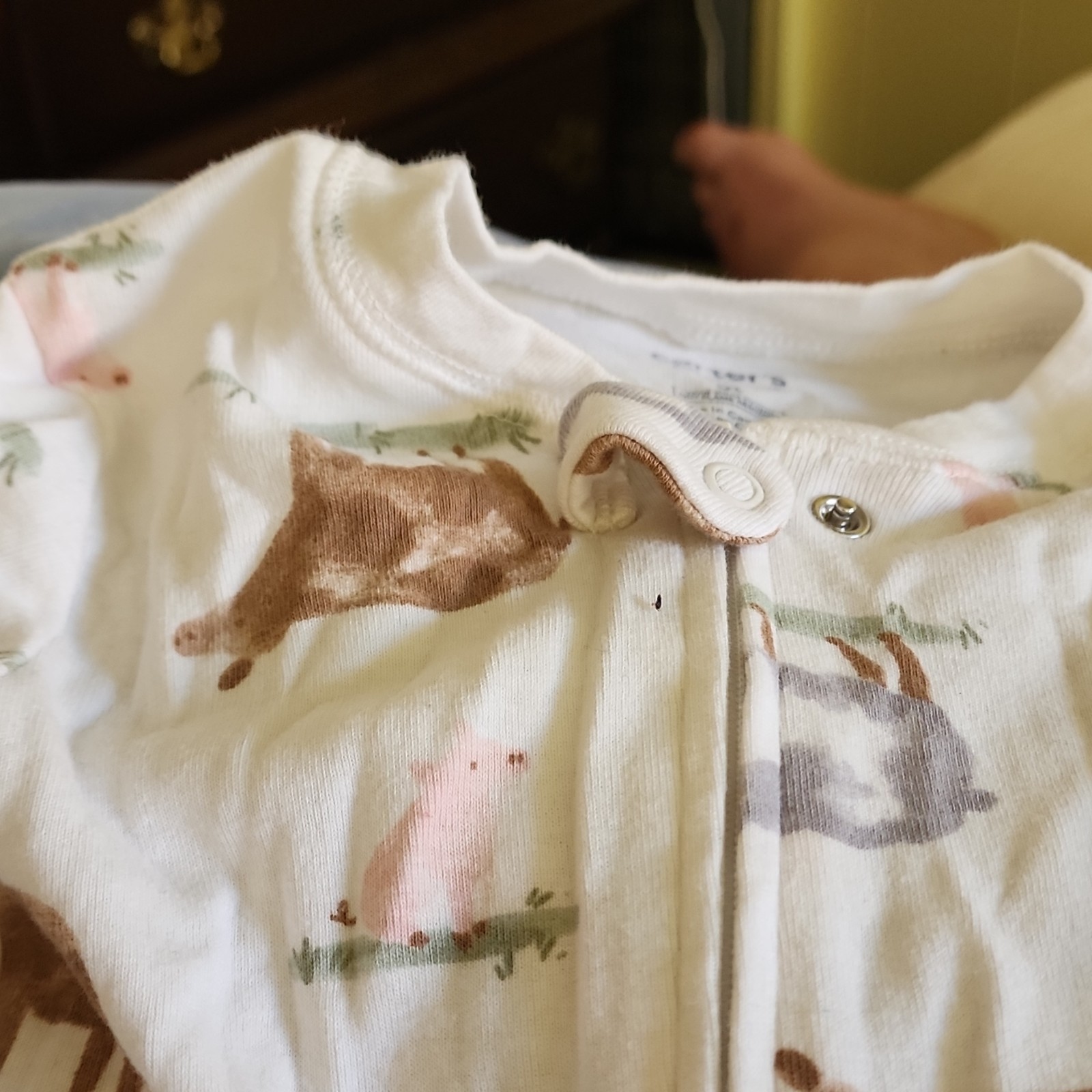 Carter’s Unisex 5T One-Piece Sleeper Pajamas Zip Snug Fit Animal Print