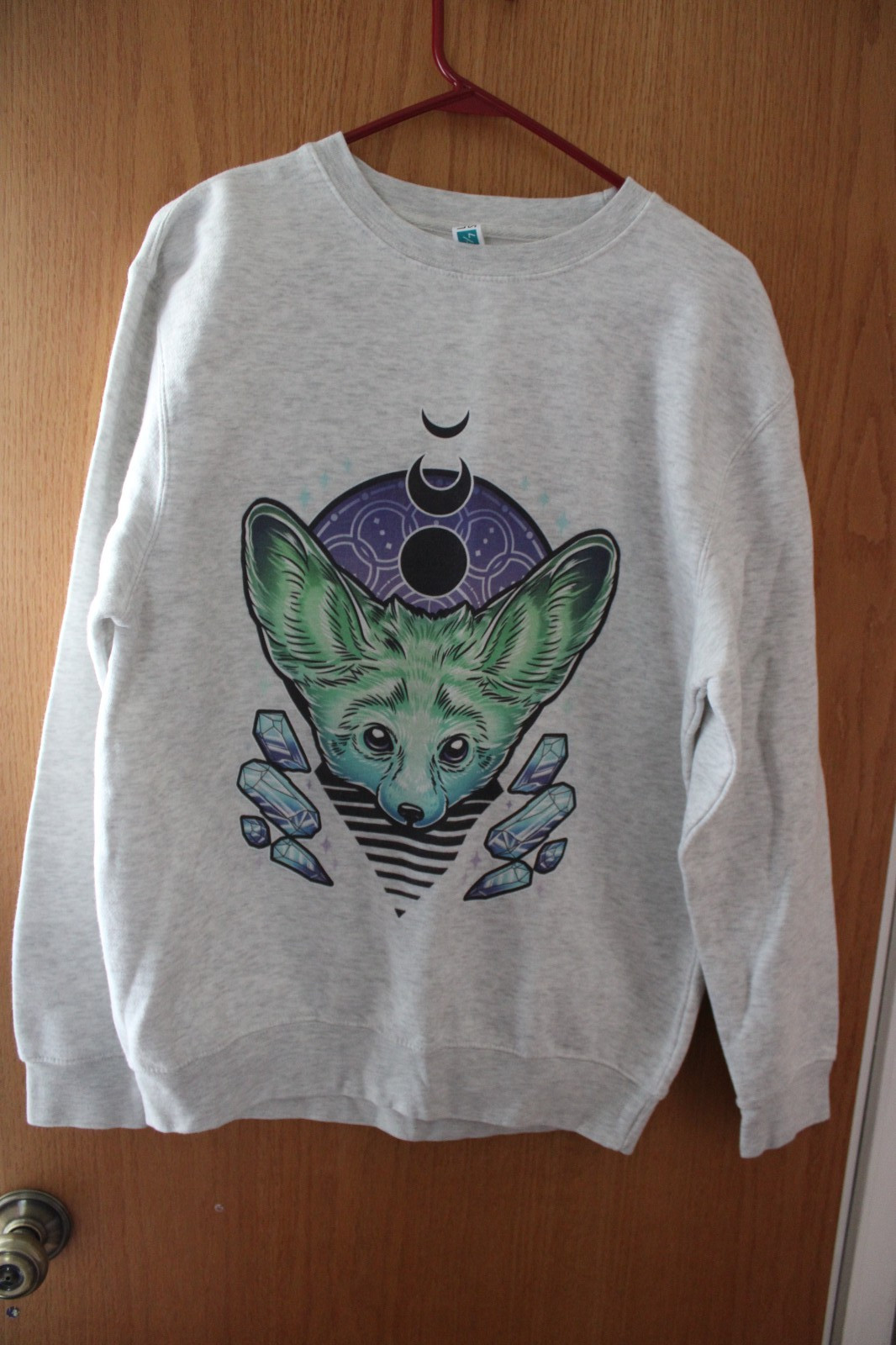 Fennec Fox Ash Gray Crewneck Sweatshirt, Size M