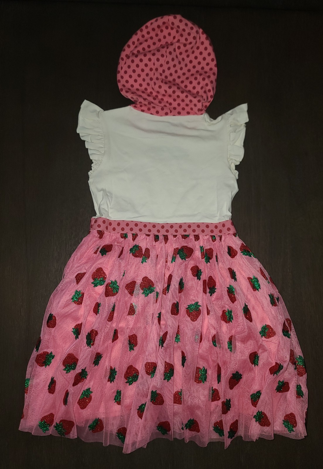 NEW GIRLS STRAWBERRY SHORTCAKE HOODED TULLE DRESS SIZE S 6-7