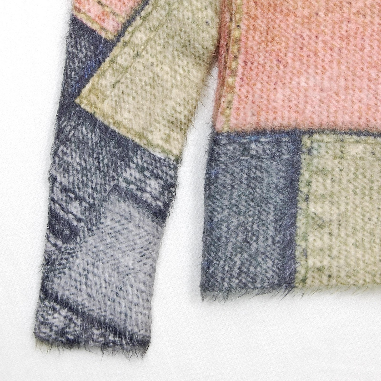Kingsland Sweater Womens XL Multicolor Angora Blend Fuzzy Patchwork Pullover