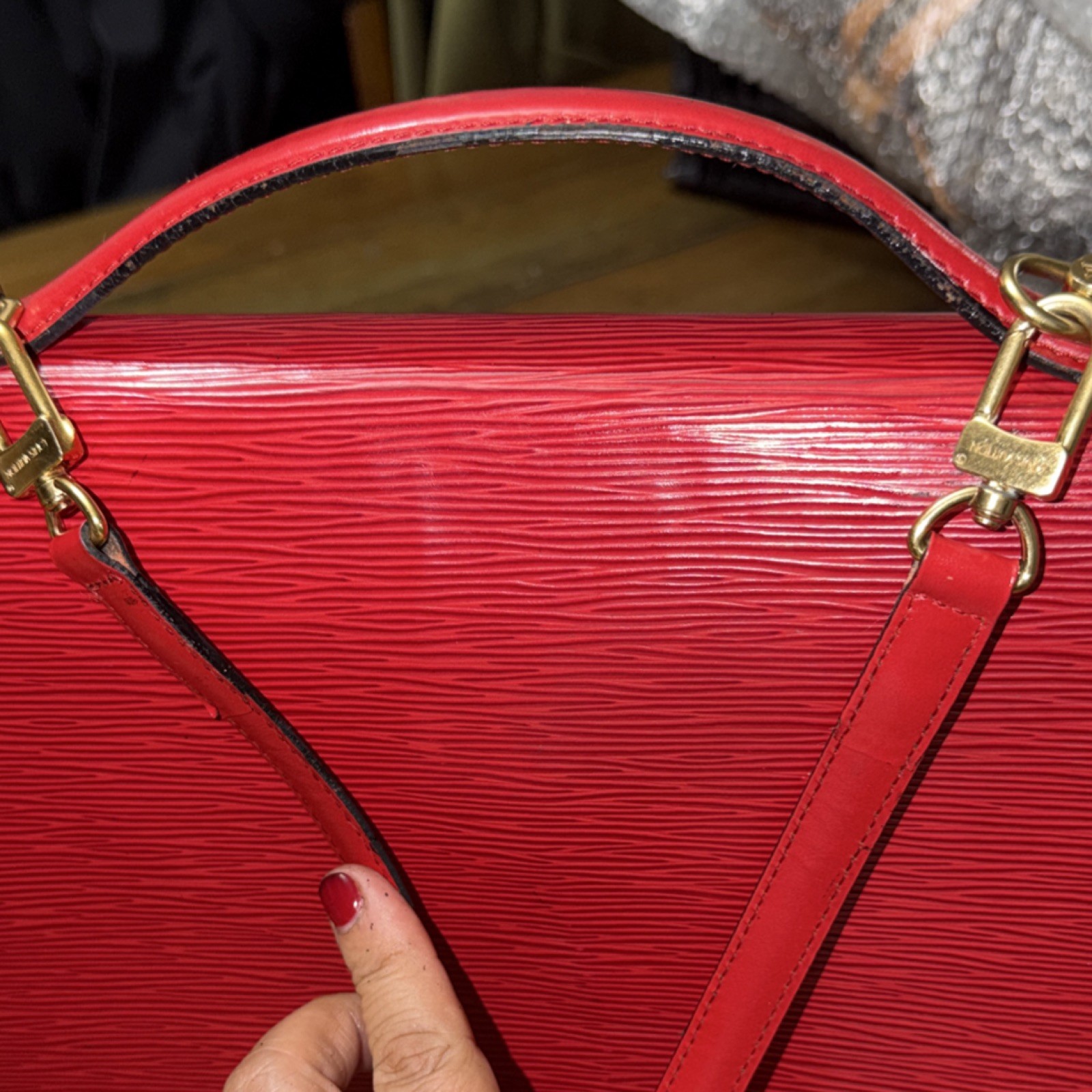 Louis Vuitton Red Epi Monceau 28 Handbag in textured leather/gold-tone hardware