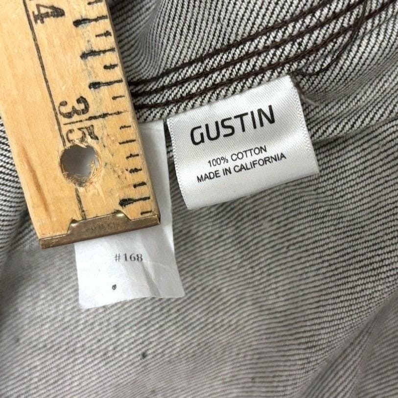 Gustin Denim Chambray Workshirt Men 2XL Dark Oak Gray Cotton Italy Made in USA