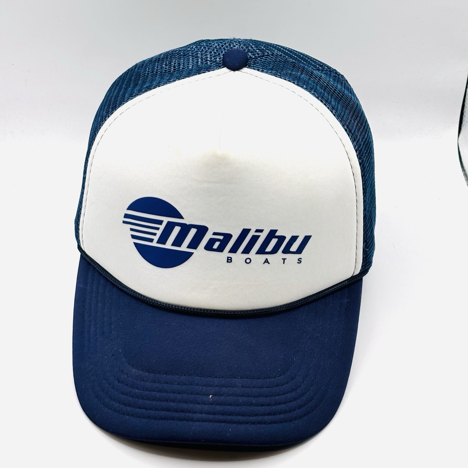 Malibu Boats Trucker Hat Blue White Mesh Snapback Cap Boating Nautical Boating