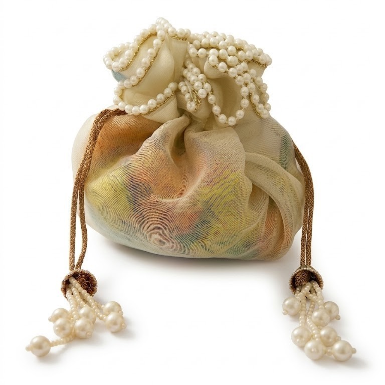 Indian Dry Fruit Gifting Organza Potli Bag for Women, Haldi Wedding Ceremony