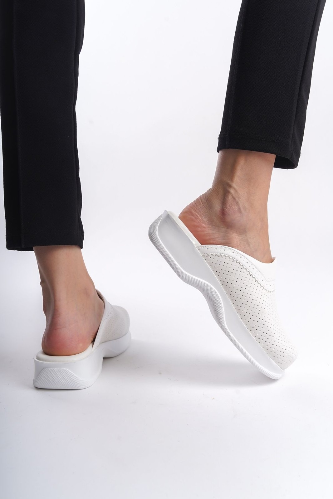 Positive White Women Classic Perforated Clogs