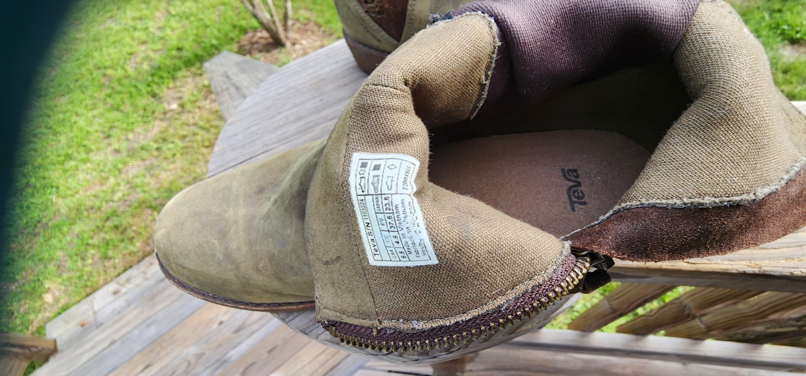 Teva 6.5 De La Vina Brown Leather Ankle Boots Zip Waterproof Buckle Distressed